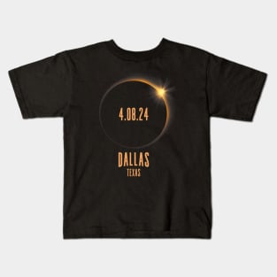 Total Solar Eclipse 2024 Dallas Texas Usa Kids T-Shirt